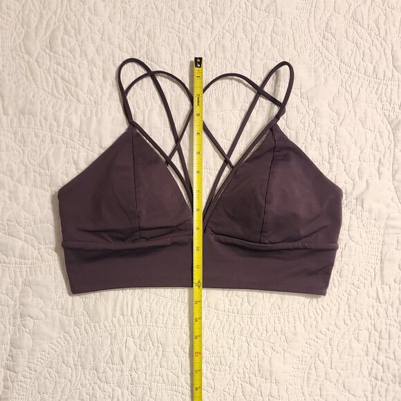 Lululemon Pushing Limits Strappy Sports Bra Size 12 Black Currant Purple EUC - Picture 8 of 8